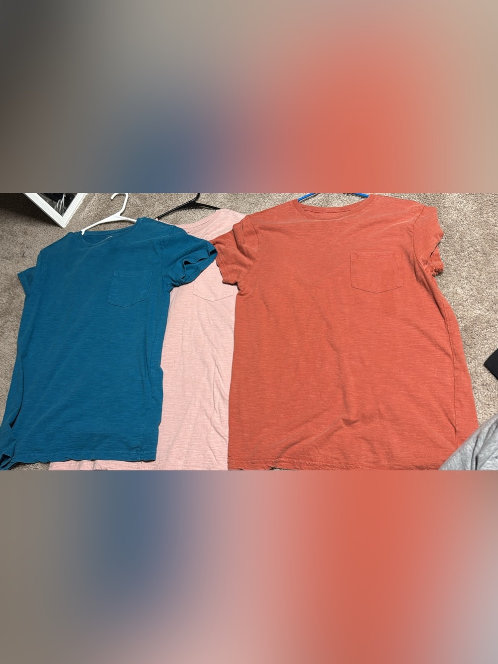 3 Men's Crew Neck Pocket T-Shirt — Teal, Blush, Rust